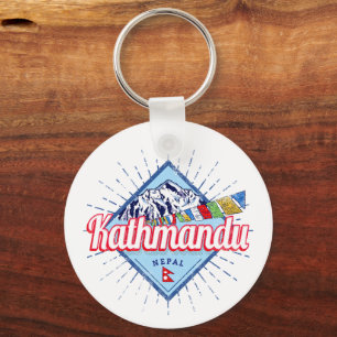 Kathmandu Mountains Nepal Retro Flags Souvenir Keychain