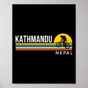 Kathmandu Nepal Mountain Biking Vintage Retro Souv Poster