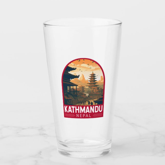 Kathmandu Nepal Travel Art Vintage Glass (Front)