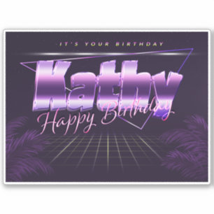 Kathy Name Vorname lila retro Sticker Geburtstag