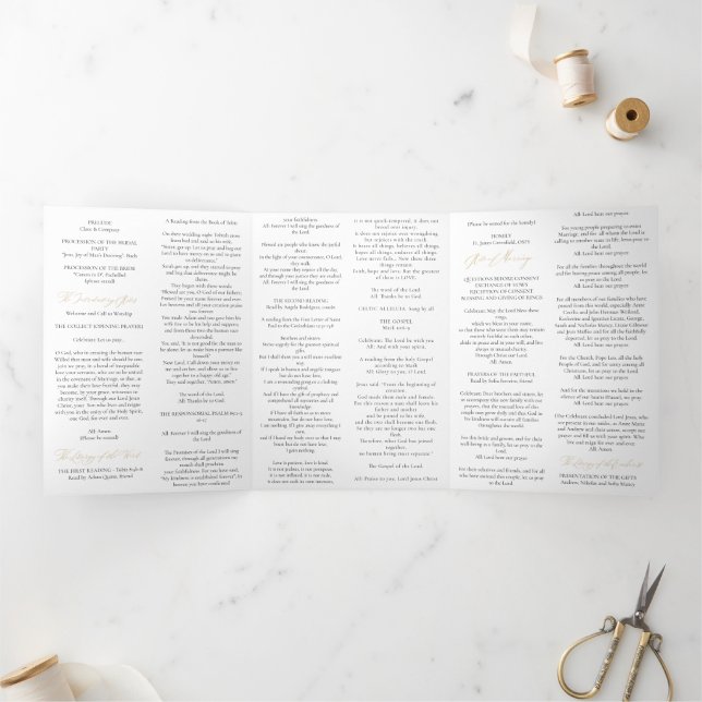 Kathy Weilan Catholic Wedding Mass Program Tri-Fold Programme (Inside)