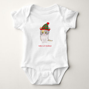Katie kitten baby's 1st Xmas personalised bodysuit