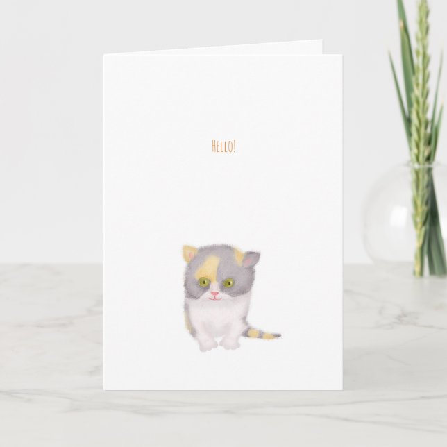 Katie kitten little hello card (Front)