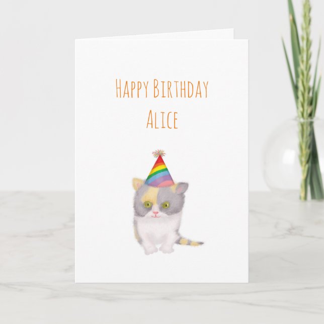 Katie kitten personalized birthday card (Front)