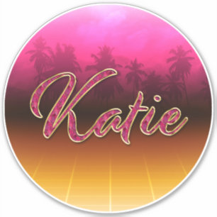 Katie Prénom Golden Pink Autocollants