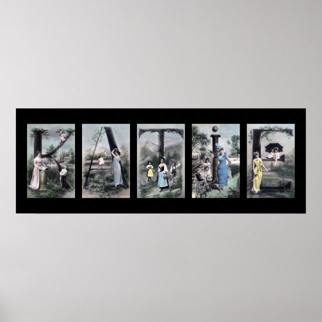 KATIE Vintage Alphabet Letter Name Art Poster (Front)