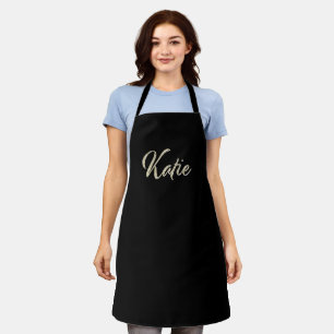 Katie white gold Handwriting Kitchen apron