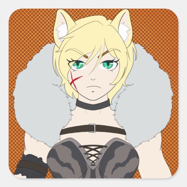 Katlin-chan Square Sticker (Front)