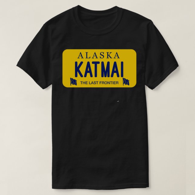 Katmai Alaska License Plate T-Shirt (Design Front)