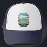 Katmai National Park Summit Crater Lake Alaska  Trucker Hat<br><div class="desc">Katmai vector artwork design. The Valley of Ten Thousand Smokes is an area of lava flows and ash formed by a massive volcanic eruption</div>