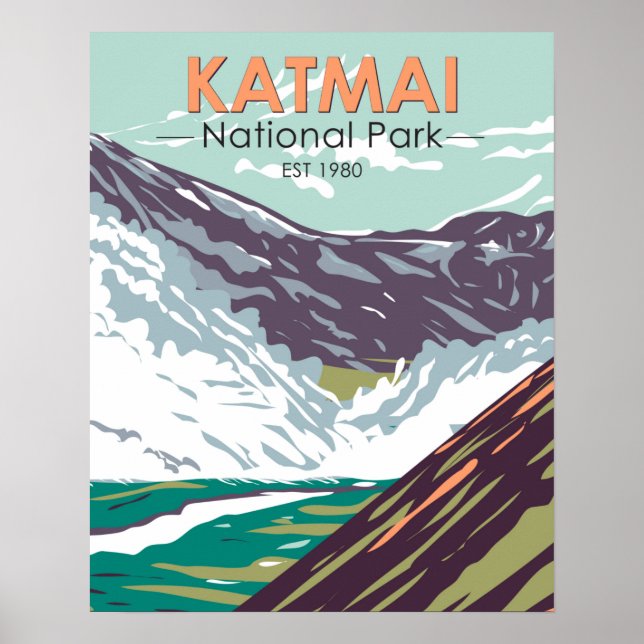 Katmai National Park Ten Thousand Smokes Vintage Poster (Front)