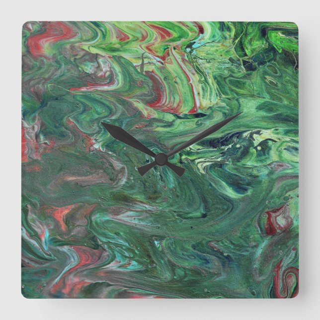 Katmandu 2 Wild Green Abstract Clock (Front)