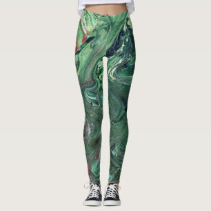 Katmandu 3 Mesmerizing Green Abstract Leggings