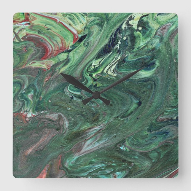 Katmandu 3 Mesmerizing Green Abstract Wall Clock (Front)