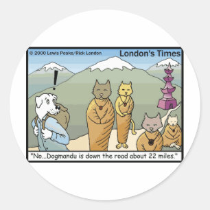 Katmandu Dogmandu Dog Vs Cat Funny Gifts & Tees Classic Round Sticker
