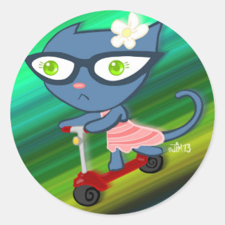 Kats With Glassez : Stickers Scooter Blu Kitty