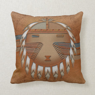 Katsina (Kachina) Sunface Throw Pillow