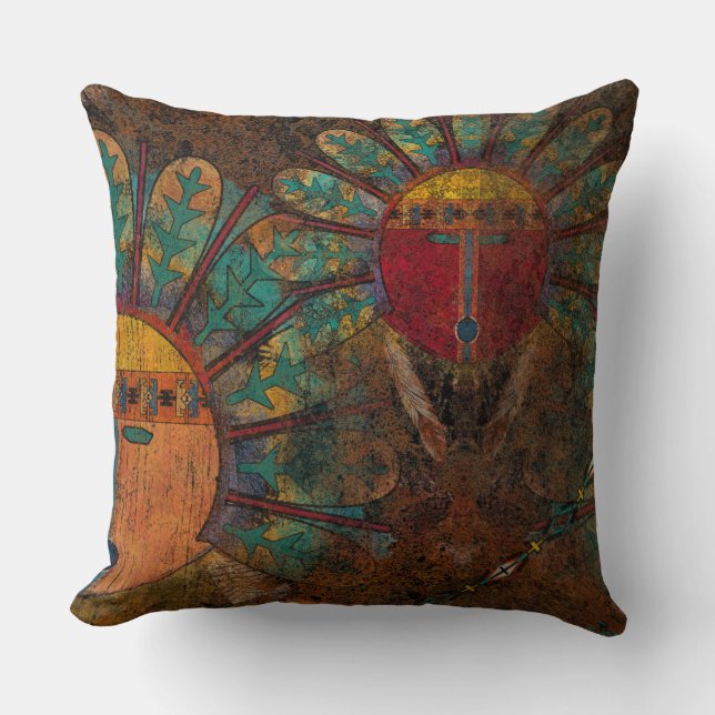 Katsina Masks Throw Pillow (Front)