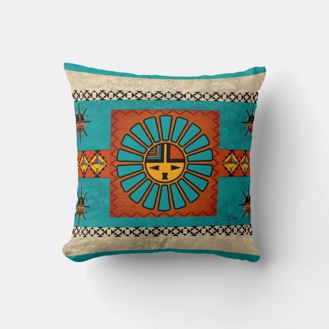 Katsina Sunface Throw Pillow (Front)