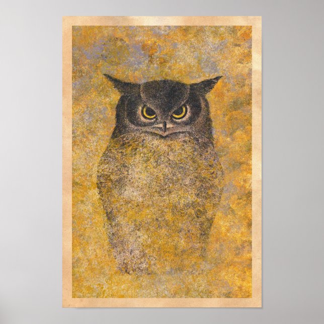 Katsuda Yukio Owl japanese oriental fine art Poster (Front)
