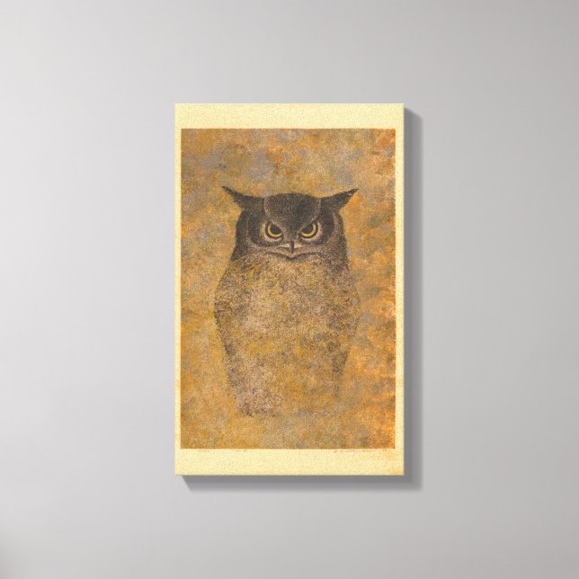 Katsuda Yukio Owl Japanese Woodblock Canvas Print (Front)
