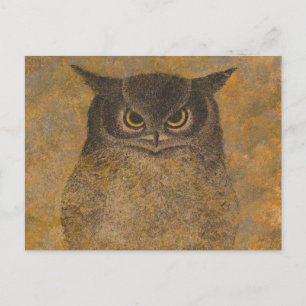 Katsuda Yukio Owl Japanese Woodblock Postcard