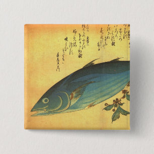 Katsuo (Skipjack Tuna) - Hiroshige's Colourful Fis 2 Inch Square Button