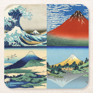 Katsushika Hokusai - 36 Views of Mount Fuji Square Paper Coaster