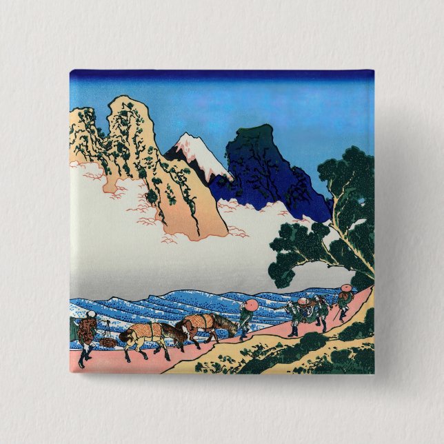 Katsushika Hokusai - Back of Fuji, Minobu river 2 Inch Square Button (Front)
