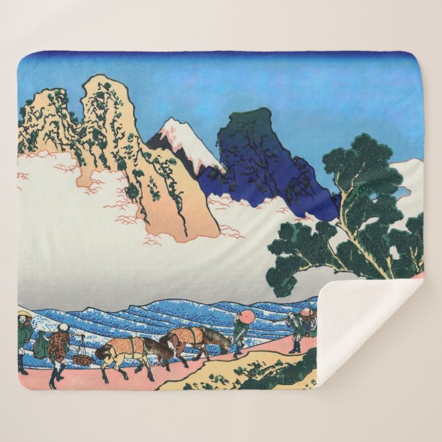 Katsushika Hokusai - Back of Fuji, Minobu river Sherpa Blanket (Front (Horizontal))
