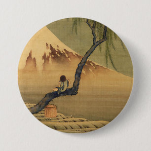 Katsushika Hokusai Boy Viewing Mount Fuji 3 Inch Round Button