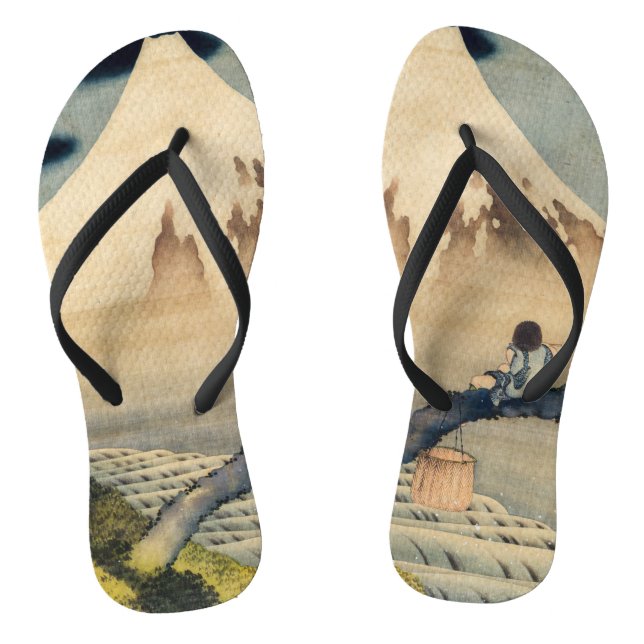 Katsushika Hokusai - Boy Viewing Mount Fuji Flip Flops (Footbed)