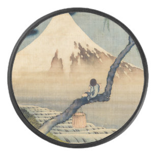 Katsushika Hokusai - Boy Viewing Mount Fuji Hockey Puck