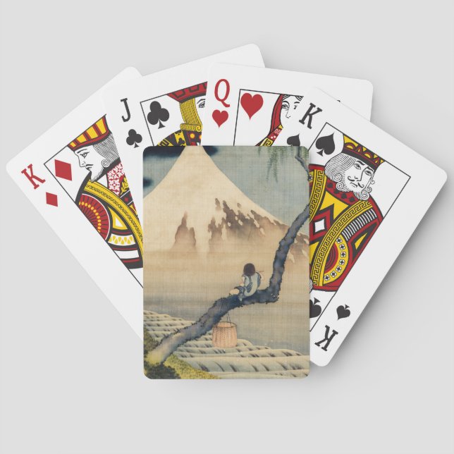 Katsushika Hokusai - Boy Viewing Mount Fuji Playing Cards (Back)