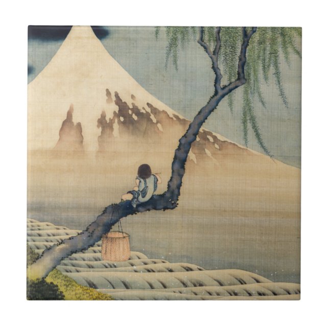 Katsushika Hokusai - Boy Viewing Mount Fuji Tile (Front)