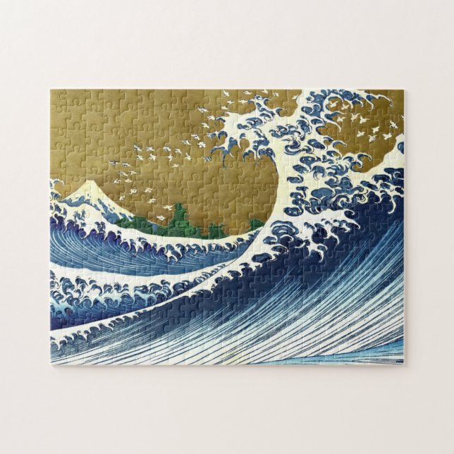 Katsushika Hokusai - Colored Big Wave Jigsaw Puzzle (Horizontal)