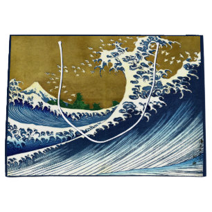 Katsushika Hokusai - Coloured Big Wave Large Gift Bag