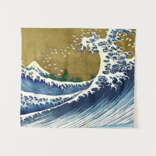 Katsushika Hokusai - Coloured Big Wave Tapestry