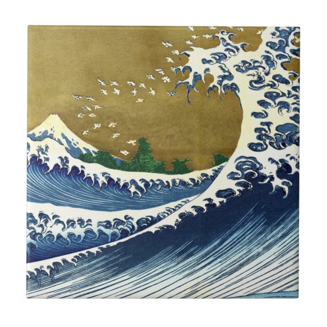 Katsushika Hokusai - Coloured Big Wave Tile (Front)