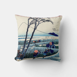 Katsushika Hokusai - Ejiri in the Suruga province Throw Pillow