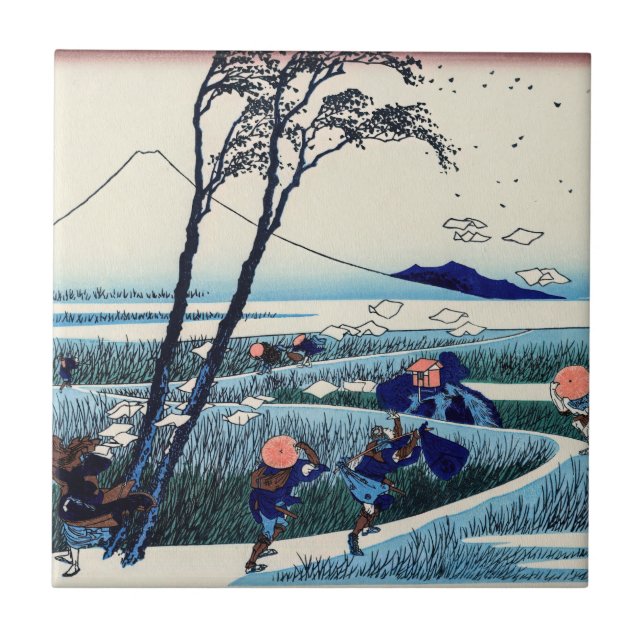 Katsushika Hokusai - Ejiri in the Suruga province Tile (Front)