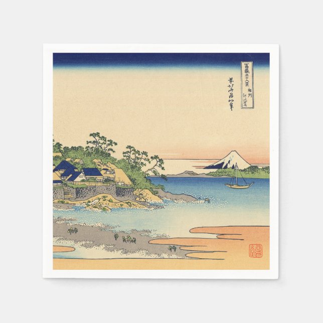Katsushika Hokusai Enoshima in the Sagami province Napkin (Front)
