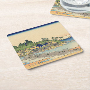 Katsushika Hokusai Enoshima in the Sagami province Square Paper Coaster