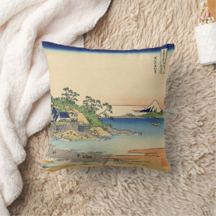 Katsushika Hokusai Enoshima in the Sagami province Throw Pillow