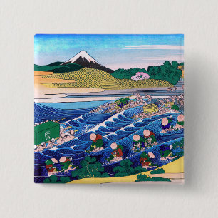 Katsushika Hokusai - Fuji from Kanaya on Tokaido 2 Inch Square Button