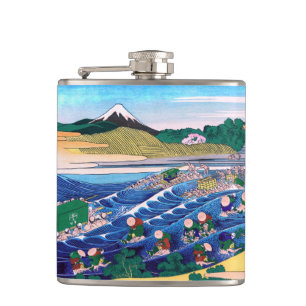 Katsushika Hokusai - Fuji from Kanaya on Tokaido Hip Flask