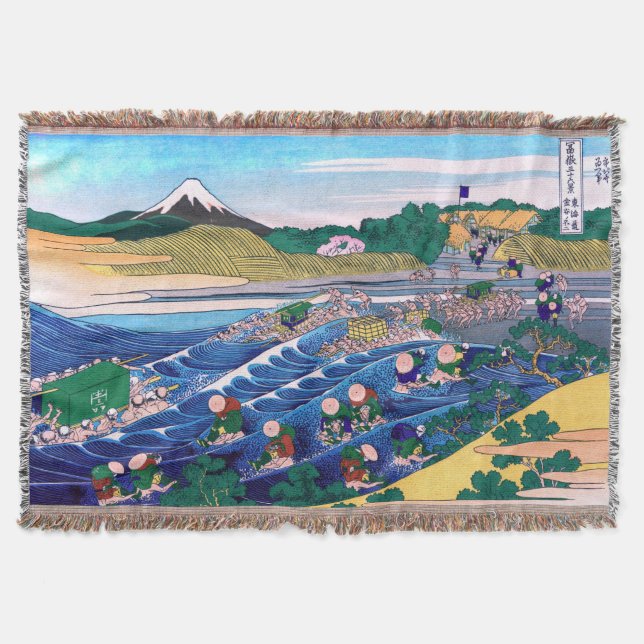 Katsushika Hokusai - Fuji from Kanaya on Tokaido Throw Blanket (Front)