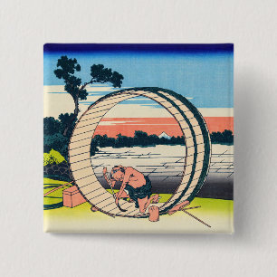 Katsushika Hokusai - Fujimigahara, Owari Province 2 Inch Square Button