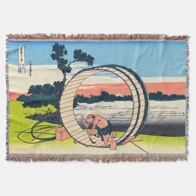 Katsushika Hokusai - Fujimigahara, Owari Province Throw Blanket (Front)