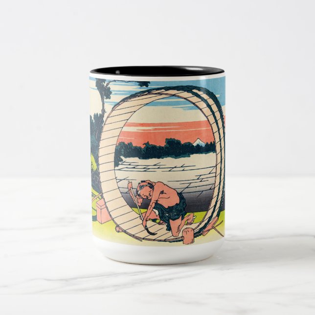 Katsushika Hokusai - Fujimigahara, Owari Province Two-Tone Coffee Mug (Center)